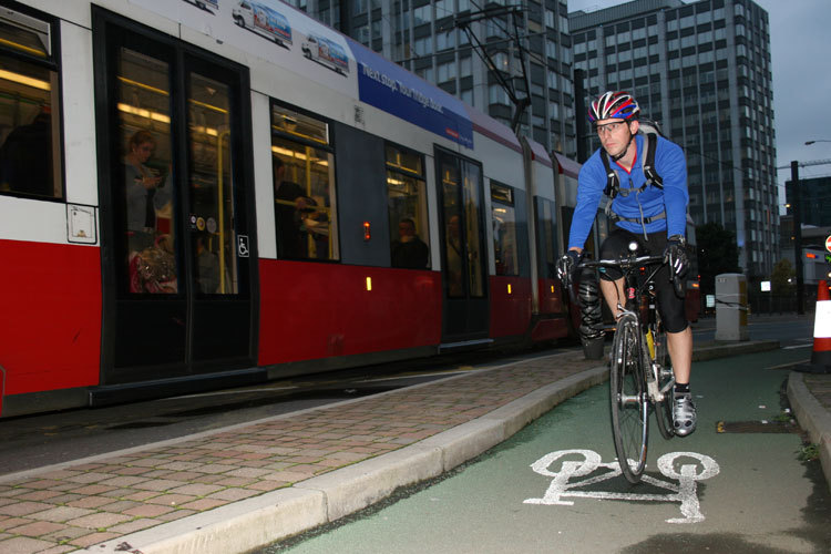 General cycling riding in bike lane General cycling riding in bike lane