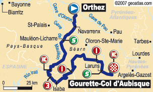Tour de France 2007 stage 16 map small Tour de France 2007 stage 16 map small