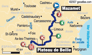 Tour de France 2007 stage 14 map small Tour de France 2007 stage 14 map small