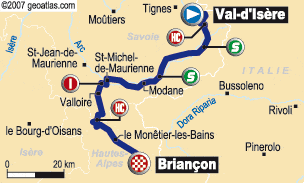 Tour de France 2007 stage 9 map small Tour de France 2007 stage 9 map small