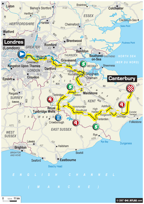 Tour de France 2007 stage one map Tour de France 2007 stage one map