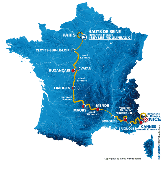 Paris-Nice 2007 map Paris-Nice 2007 map