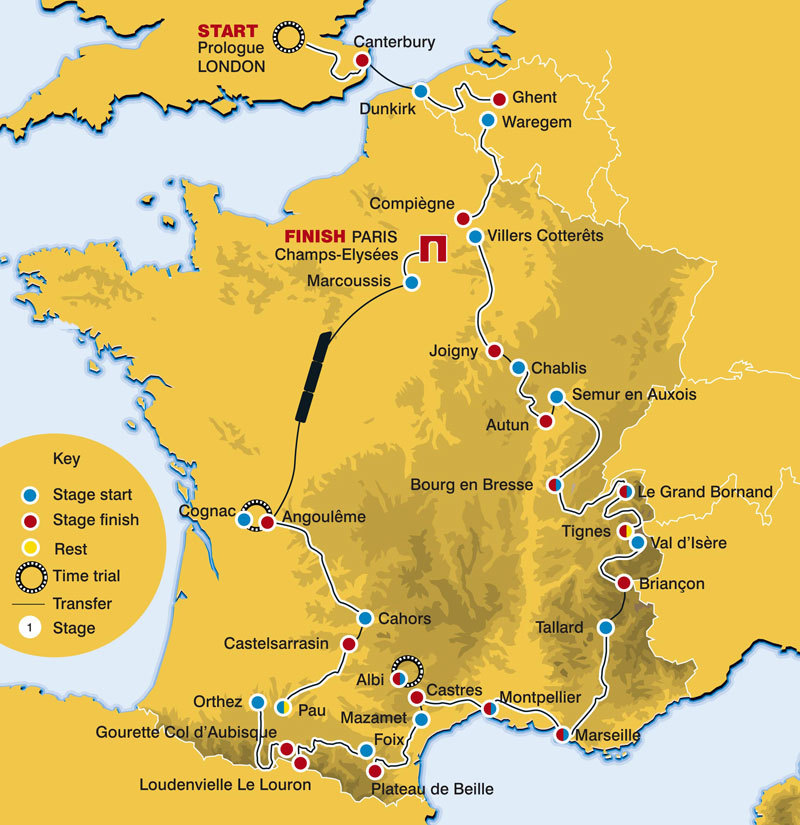 Tour de France 2007 map Tour de France 2007 map