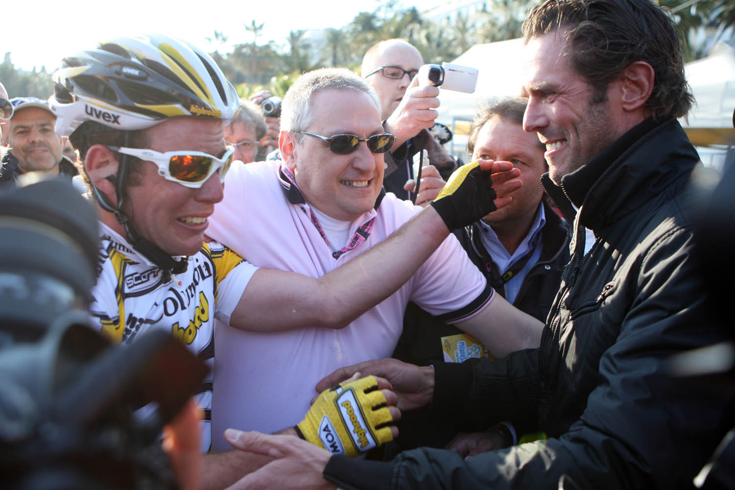 Mario Cipollini Mark Cavendish Milan San Remo 2009 Mario Cipollini Mark Cavendish Milan San Remo 2009