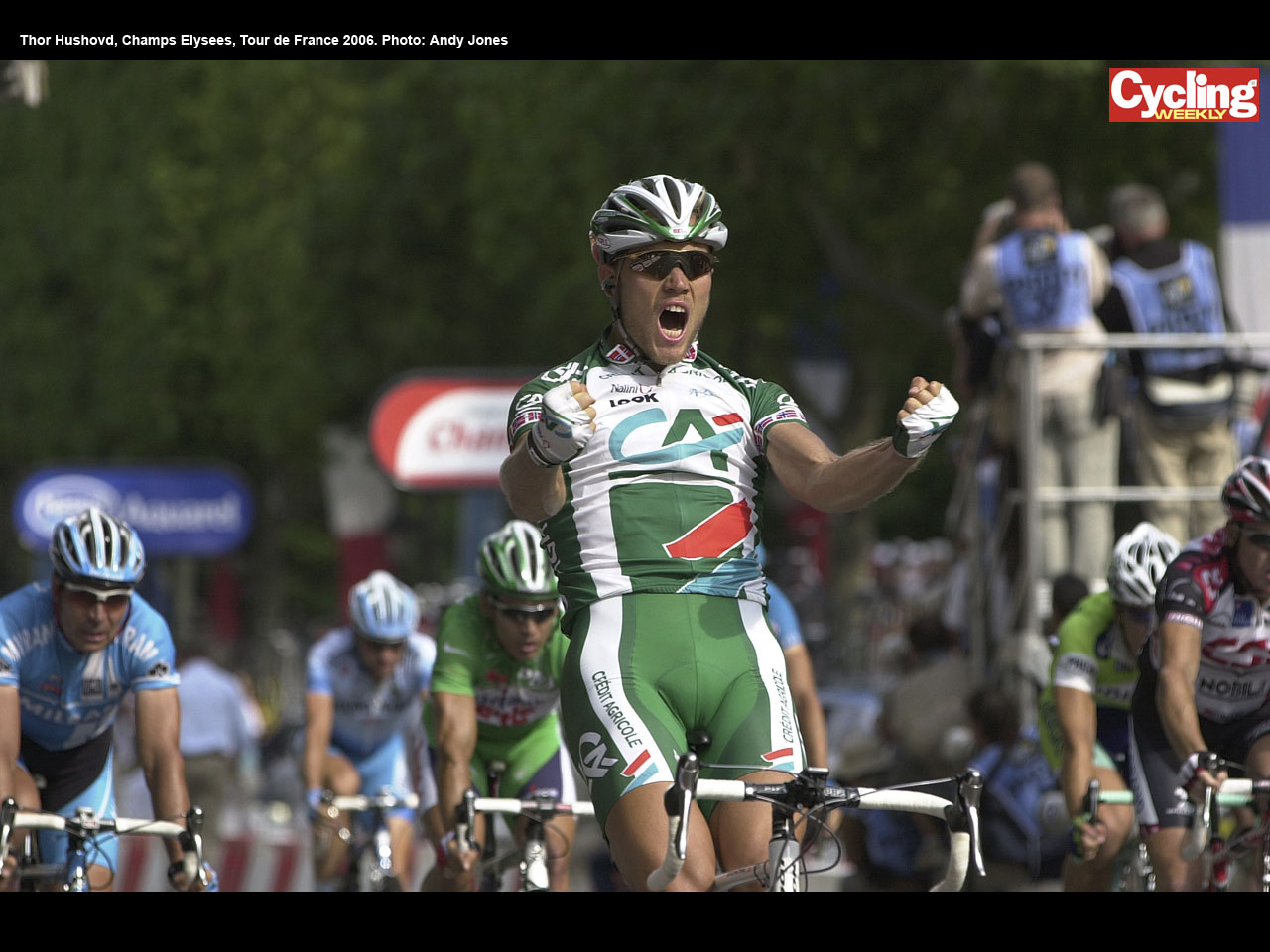 Thor Hushovd, Champs Elysees, Tour de France 2006. Photo: Andy Jones