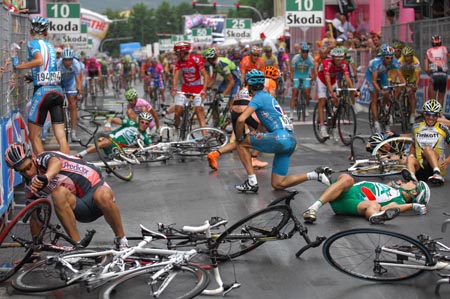 Finish line crash