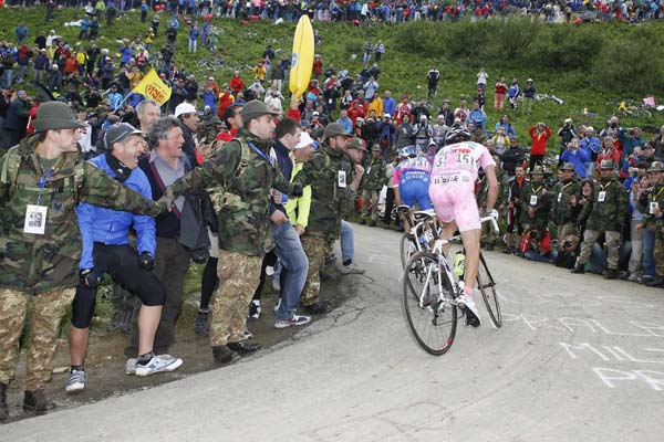 Danilo Di Luca takes a hairpin