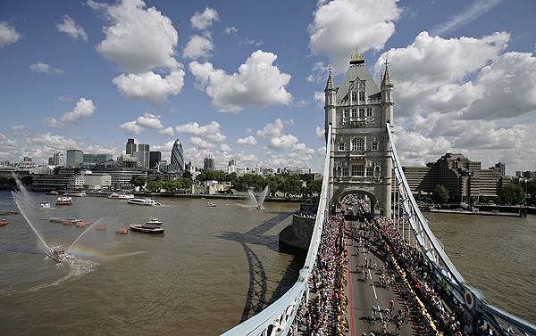 Tower Bridge packed with fans