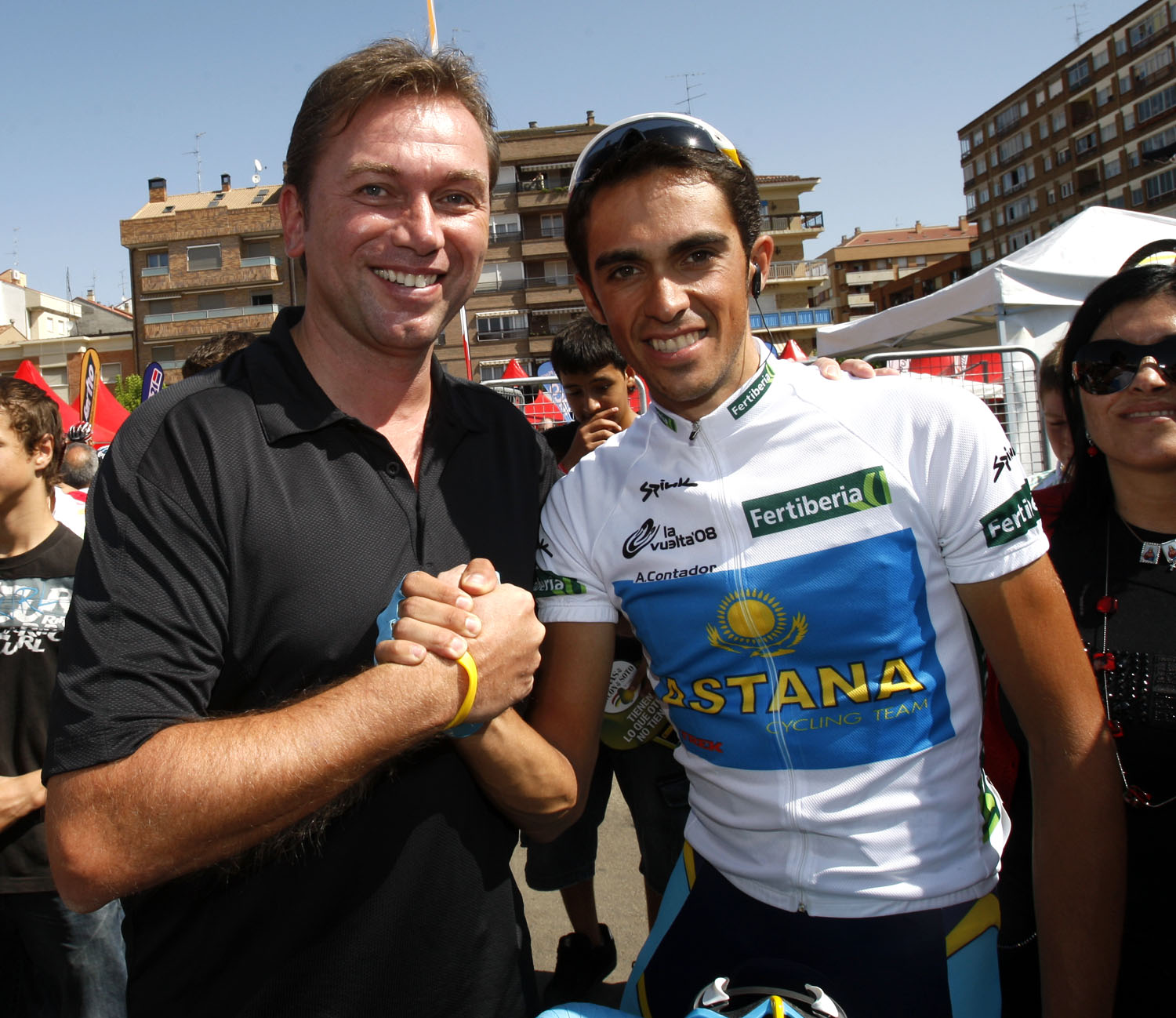 Johan Bruyneel and Alberto Contador Johan Bruyneel and Alberto Contador