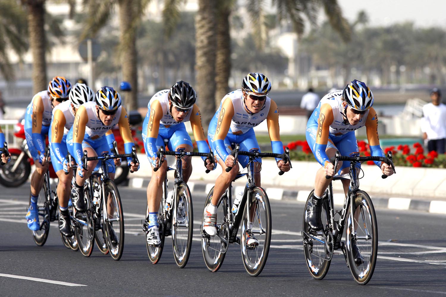 Garmin Slipstream on their way to victory in stage one Garmin Slipstream on their way to victory in stage one