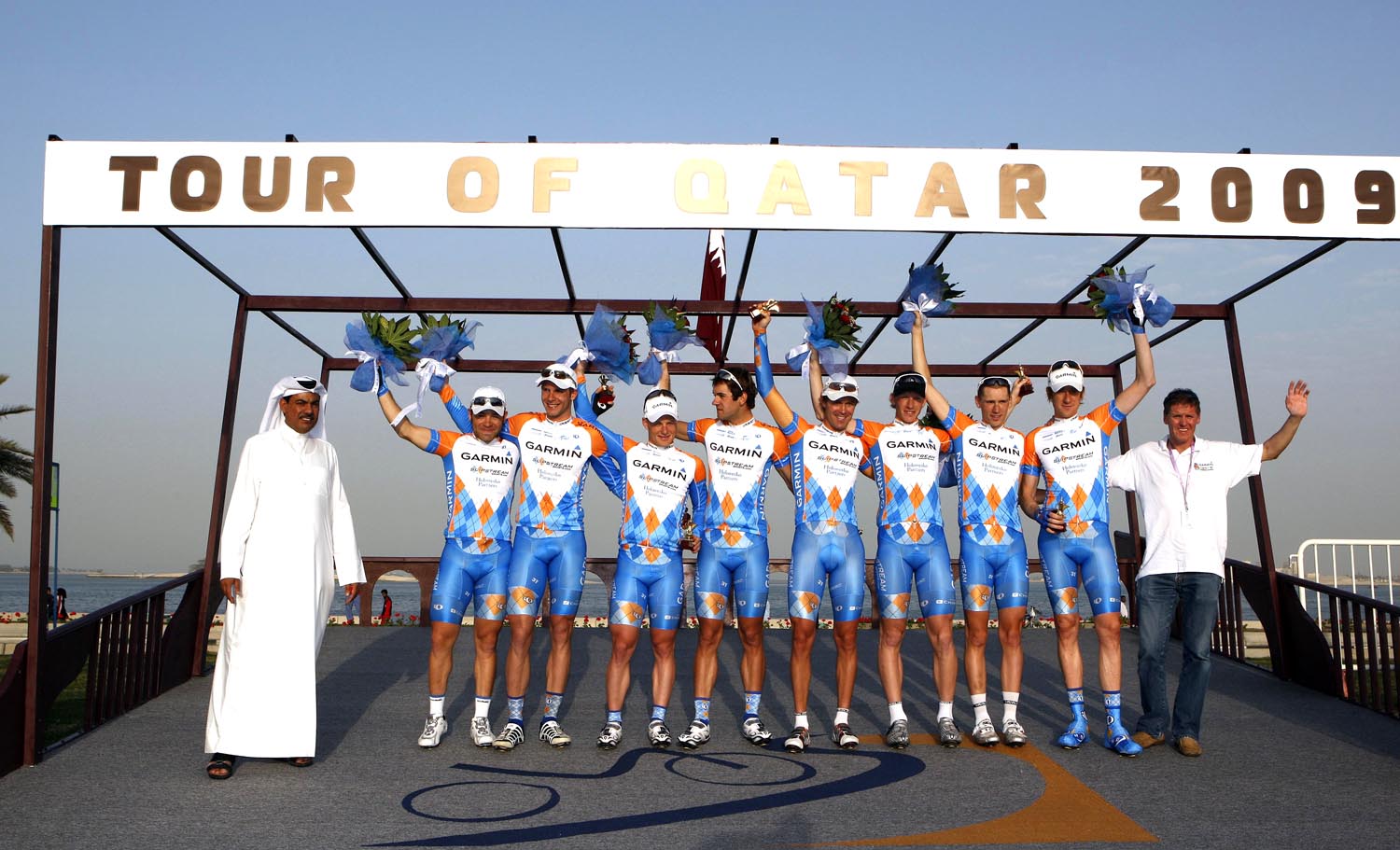 Garmin Slipstream on the podium after stage one