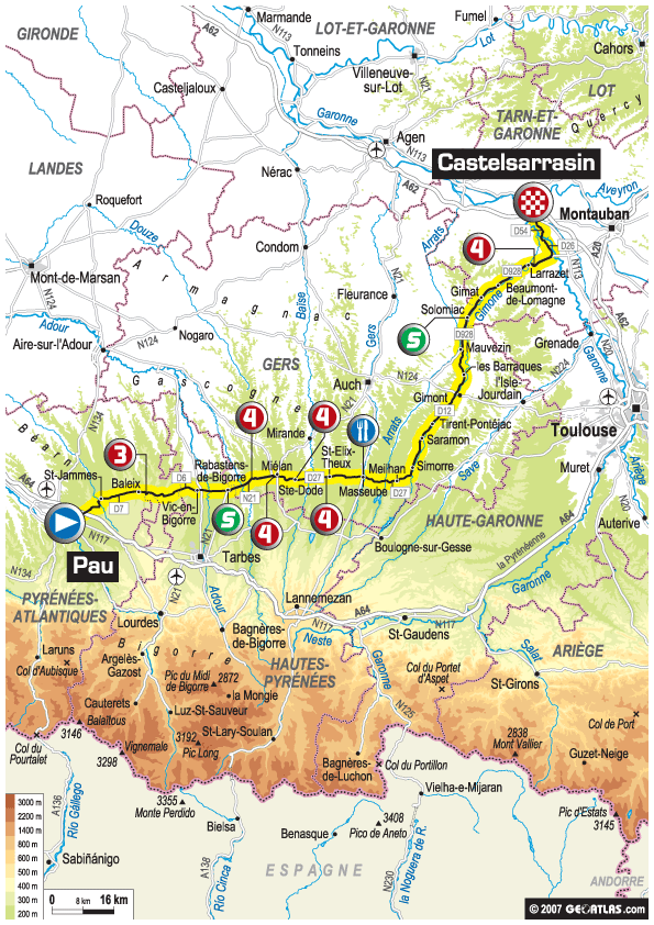 Tour de France 2007 Stage 17 map large Tour de France 2007 Stage 17 map large