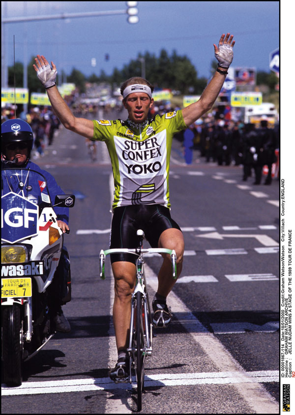Jelle Nijdam wins in Gap 1989 Dutch rider Jelle Nijdam takes his second victory of the 1989 Tour, in Gap
