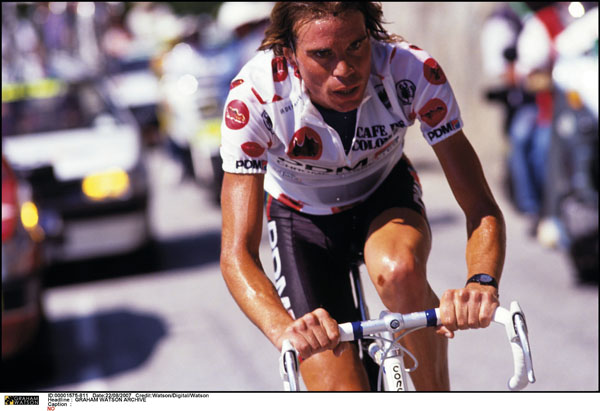 Gert-Jan Theunisse Alpe d'Huez 1989 Gert-Jan Theunisse en route to winning on Alpe d'Huez with a spectacular solo break