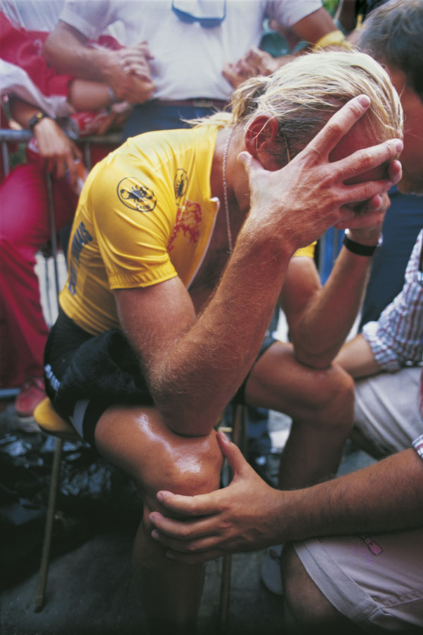 Fignon is disconsolate as his defeat sinks in