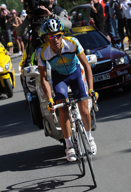 Alberto Contador attacks, Tour de France 2009, stage 15