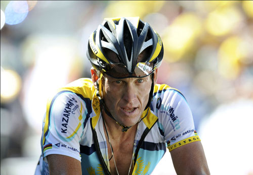 Lance Armstrong finishes, Tour de France 2009, stage 15