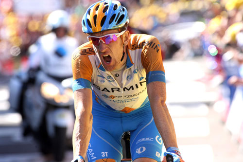 Bradley Wiggins at the finish, Tour de France 2009, stage 15