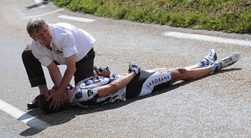 Jens Voigt crash, Tour de France 2009, stage 16
