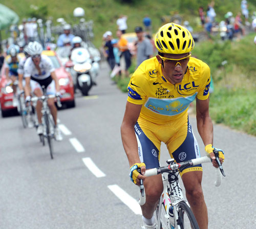 Alberto Contador attacks, Tour de France 2009, stage 17