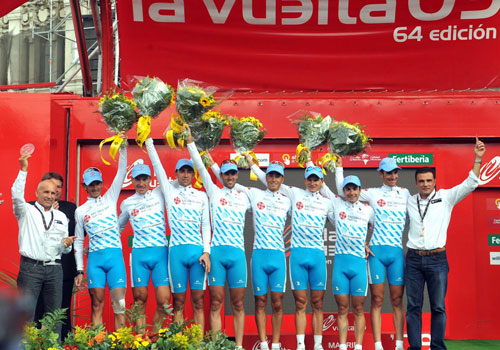 vuelta09 st21 XACOBEA.jpg Best team, Xacobeo Galicia, Vuelta a Espana 2009, stage 21