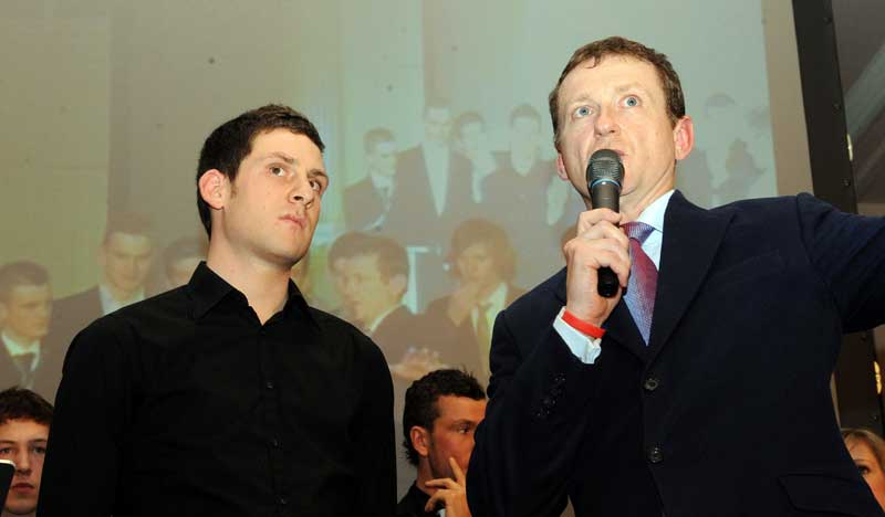 Matt Brammeier and David Harmon Dave Rayner dinner 2009.jpg dave rayner dinner 2009, dave rayner fund, dave rayner, bradley wiggins, russell downing, sir jimmy saville, sid barras, alice monger-godfrey, david harmon, cycling auction