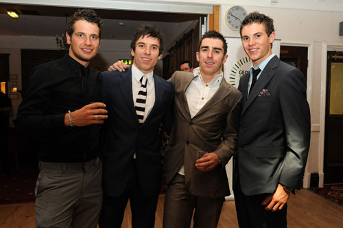 Adam Blythe, Dean Downing, Russell Downing and Ben Swift, Downings' Out of the Saddle charity night 2009 Adam Blythe, Dean Downing, Russell Downing and Ben Swift, Downings' Out of the Saddle charity night 2009