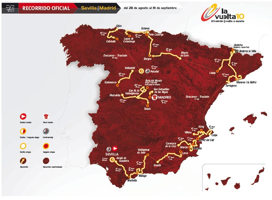 Vuelta a Espana 2010 map Vuelta a Espana 2010 map