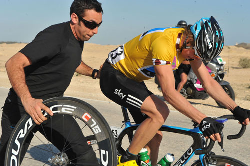 Edvald Boasson Hagen punctures, Tour of Qatar 2010, stage 2