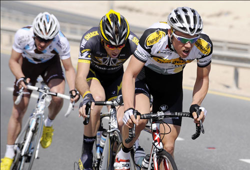 Steven Van Vooren and Alex Dowsett escape, Tour of Qatar 2010, stage 3