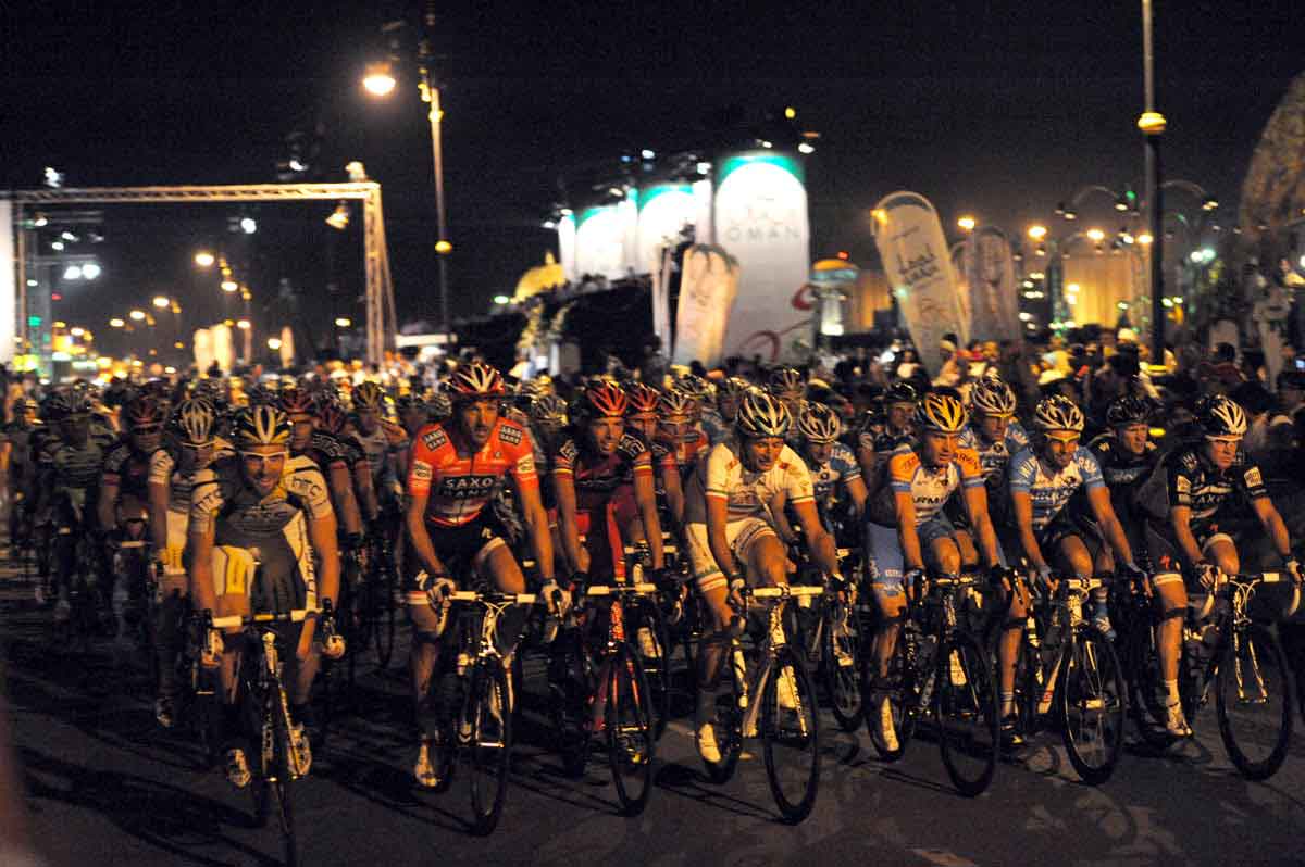 Riders rolling along in Muscat, Tour of Oman 2010, stage one