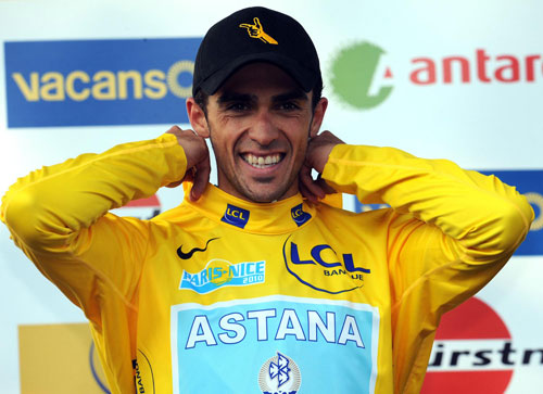Alberto Contador leads, Paris-Nice 2010, stage five Alberto Contador leads, Paris-Nice 2010, stage five