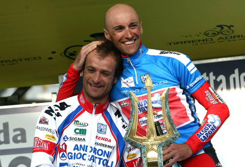 Stefano Garzelli and Michele Scarponi, Tirreno-Adriatico 2010, stage seven Stefano Garzelli and Michele Scarponi, Tirreno-Adriatico 2010, stage seven