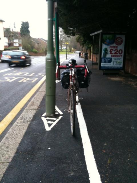 Cycle lane, Epsom Road, Leatherhead Cycle lane, Epsom Road, Leatherhead