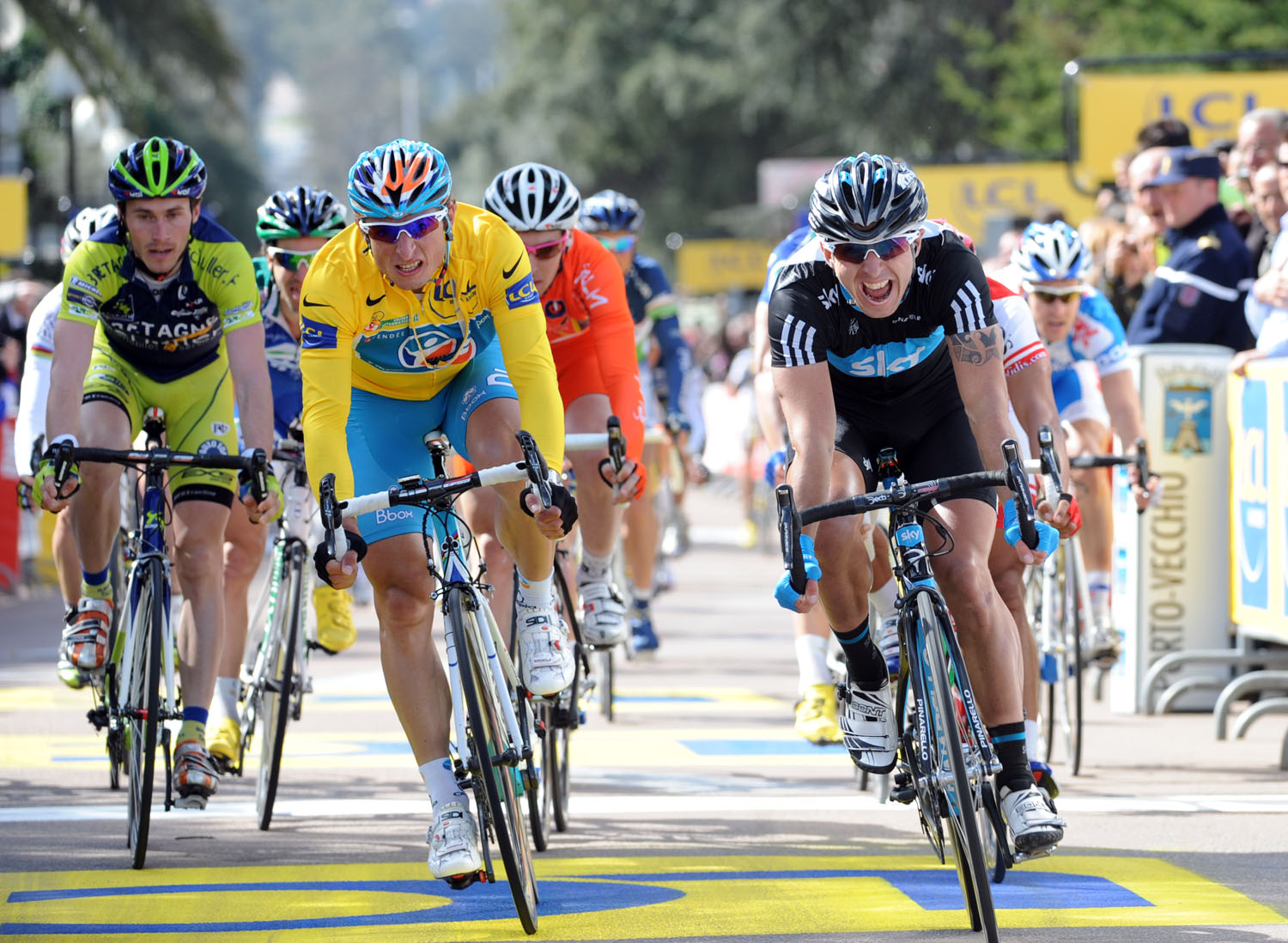 Russell Downing Team Sky wins stage two Criterium International 2010.jpg criterium international, russell downing, team sky, 2010