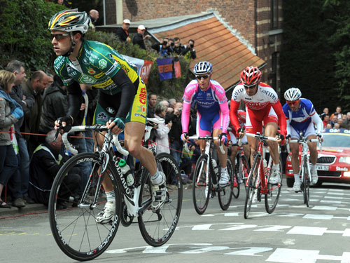 Benjamin Gourgue escape on Mur de Huy, Fleche Wallonne 2010