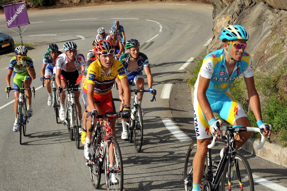 Alberto Contador and Janez Brajkovic, Criterium du Dauphine 2010, stage 6 Alberto Contador and Janez Brajkovic, Criterium du Dauphine 2010, stage 6