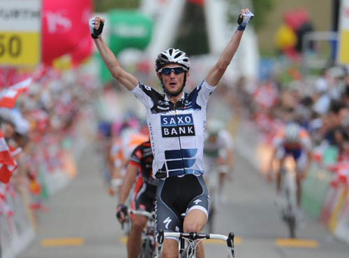 Frank Schleck wins, Tour de Suisse 2010, stage 3 Frank Schleck wins, Tour de Suisse 2010, stage 3