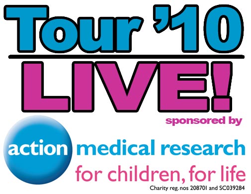 Tour de France 2010 live coverage sponsored by Action Medical research logo Tour de France 2010 live coverage sponsored by Action Medical research logo