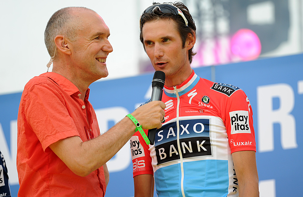 Frank Schleck Saxo Bank Tour de France 2010 team presentation Rotterdam.jpg tour de france, tour, tour de france 2010, team presentation