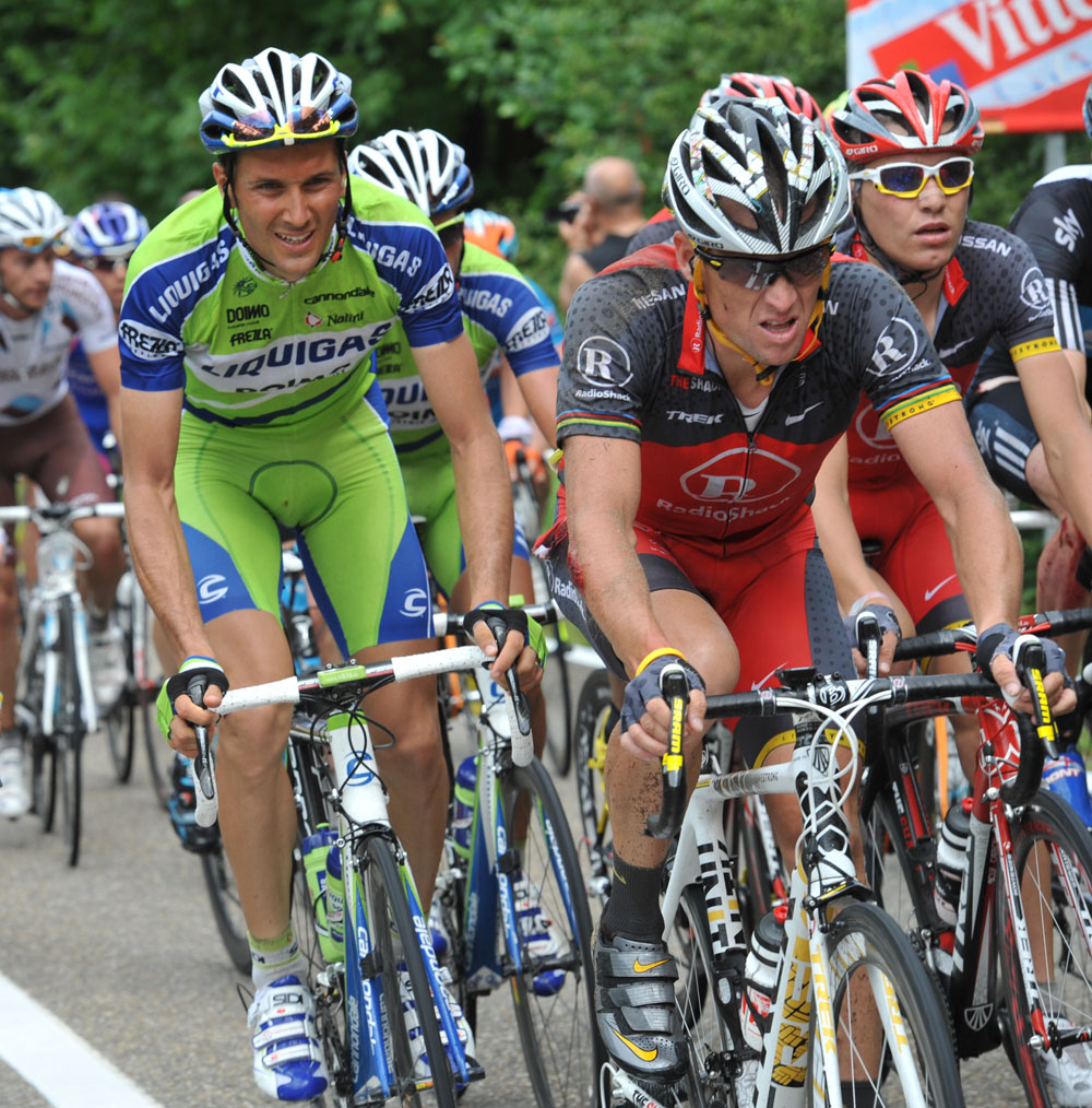 Ivan Basso and Lance Armstrong, Tour de France 2010 stage 2 Ivan Basso and Lance Armstrong, Tour de France 2010 stage 2