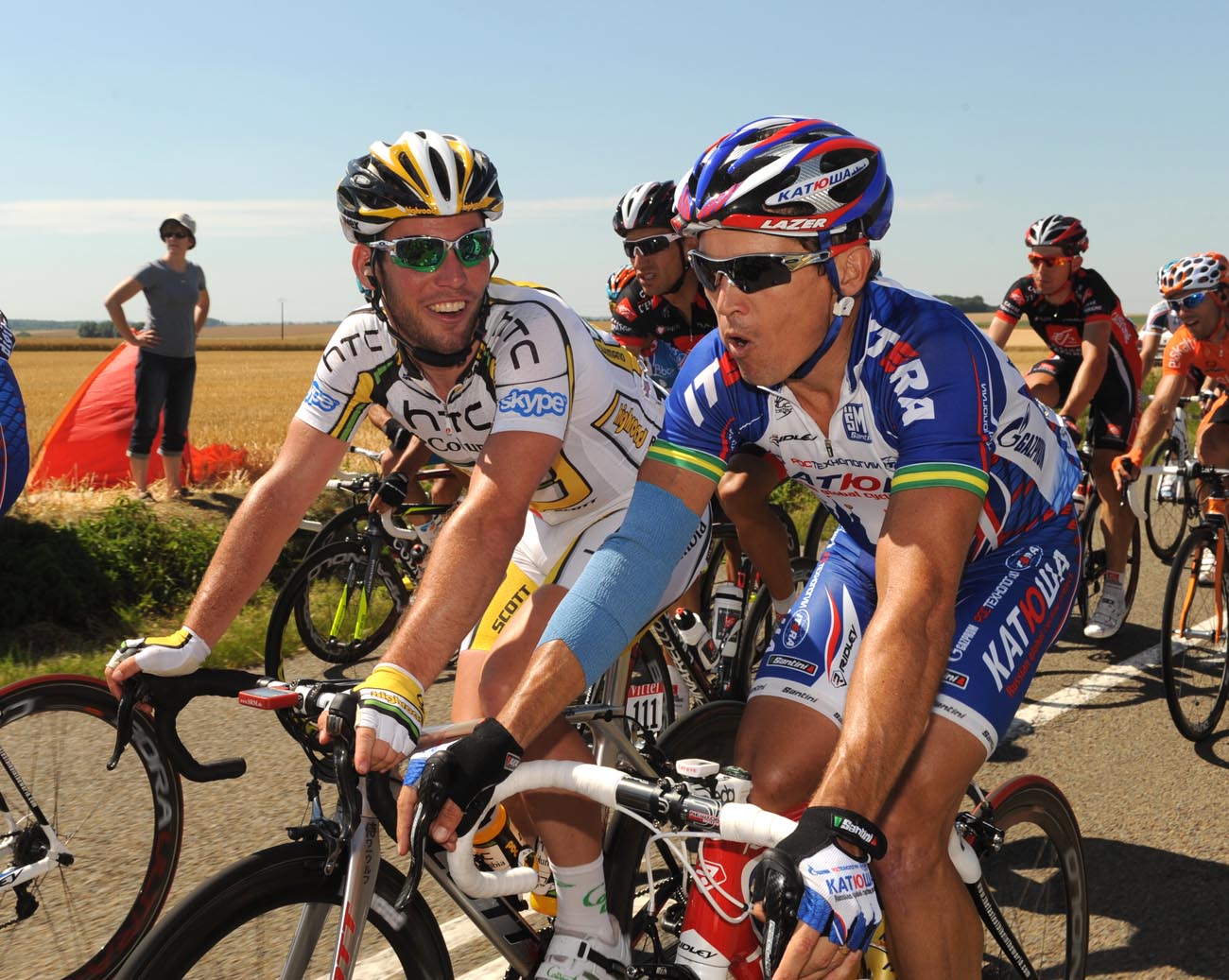 Mark Cavendish and Robbie McEwen, Tour de France 2010 stage 4