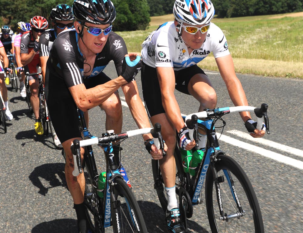 Bradley Wiggins and Geraint Thomas, Tour de France 2010 stage 5 Bradley Wiggins and Geraint Thomas, Tour de France 2010 stage 5