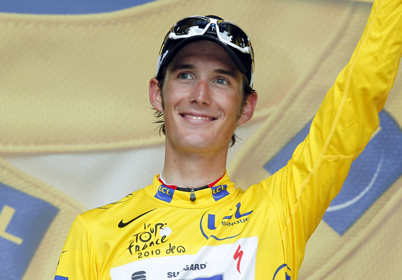 Andy Schleck in yellow, Tour de France 2010 stage 9 Andy Schleck in yellow, Tour de France 2010 stage 9