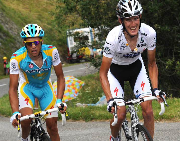 Alberto Contador and Andy Schleck, Tour de France 2010 stage 9 Alberto Contador and Andy Schleck, Tour de France 2010 stage 9
