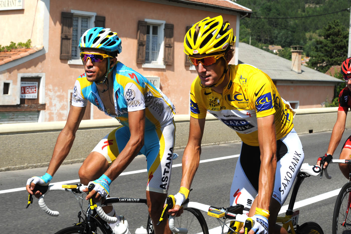 Alberto Contador and Andy Schleck, Tour de France 2010, stage 11 Alberto Contador and Andy Schleck, Tour de France 2010, stage 11