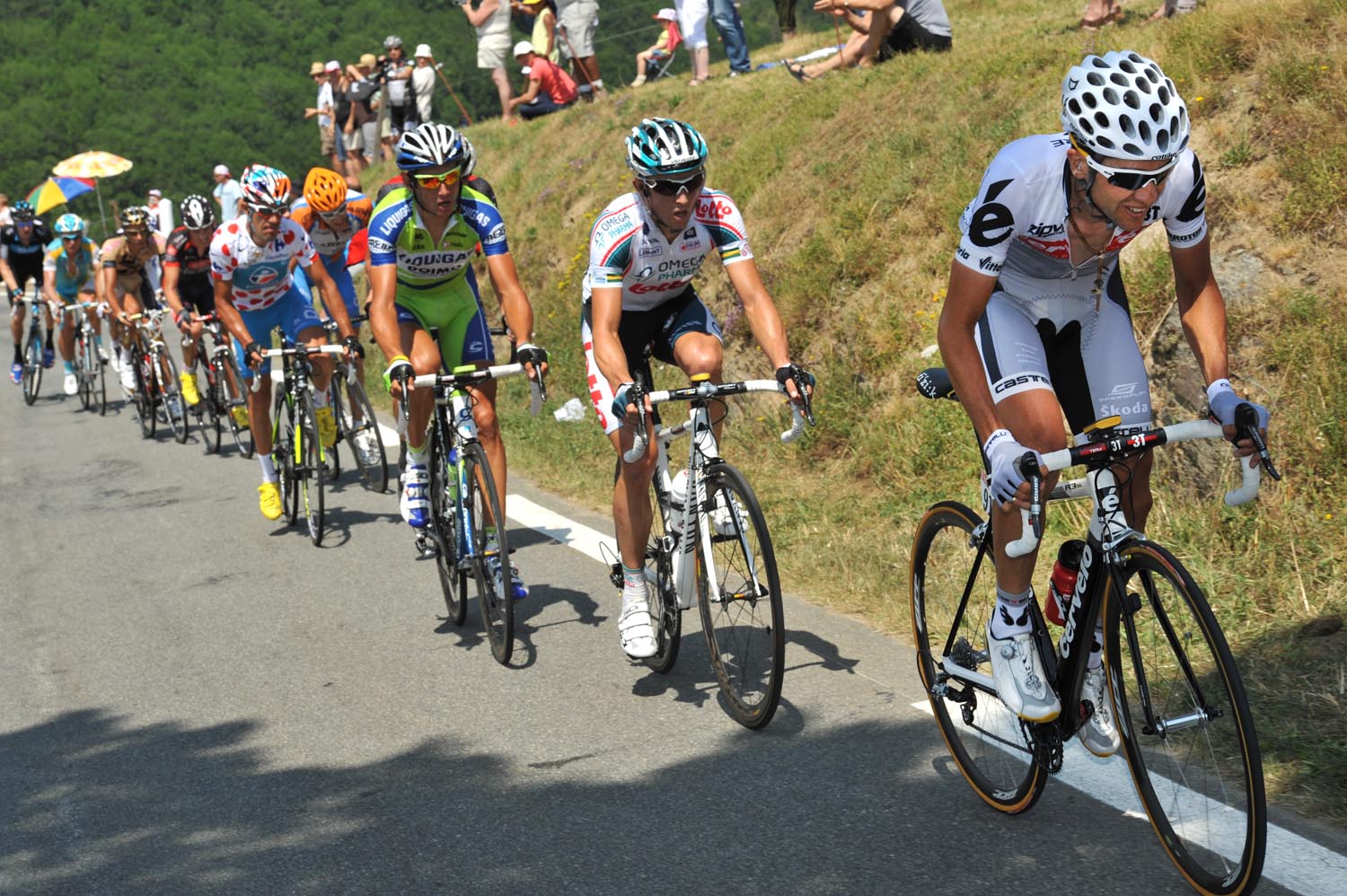 Carlos Sastre on Col d'Aspin, Tour de France 2010, stage 16