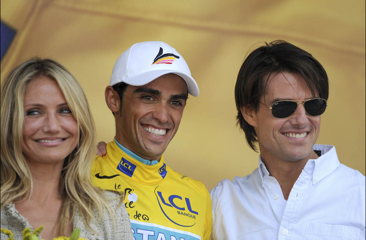 Cameron Diaz, Alberto Contador and Tom Cruise, Tour de France 2010, stage 18
