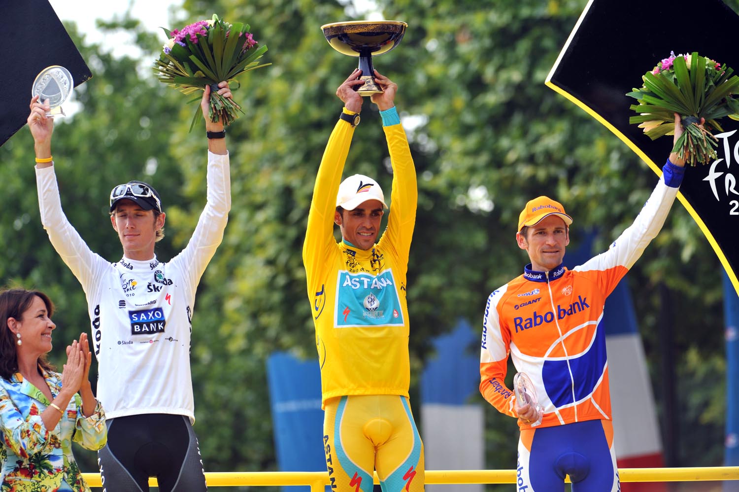Andy Schleck, Alberto Contador, Denis Menchov, Tour de France 2010, stage 20 Andy Schleck, Alberto Contador, Denis Menchov, Tour de France 2010, stage 20