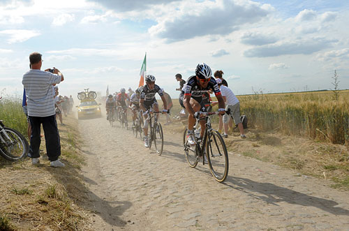 Fabian Cancellara on cobbles, stage three, Andy Jones at the Tour de France 2010 Fabian Cancellara on cobbles, stage three, Andy Jones at the Tour de France 2010